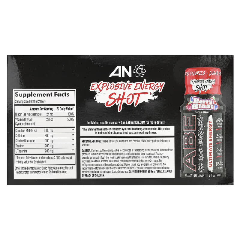 ABE Ultímate Pre Workout Shot 60 ml - Berry Blast