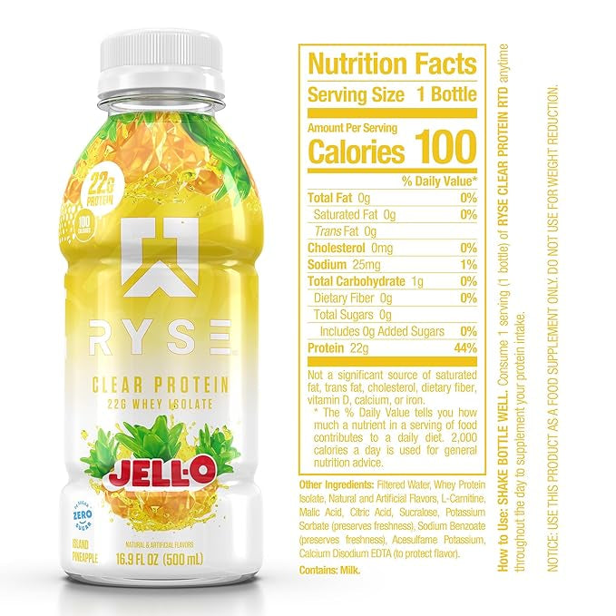 Ryse Clear Protein RTD- Jell-O Island Pineapple