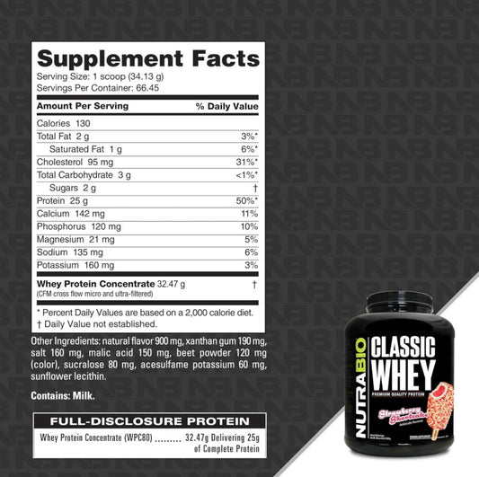 PROMO Nutrabio Classic Whey - Strawberry Shortcake (Incluye Shaker de Regalía)