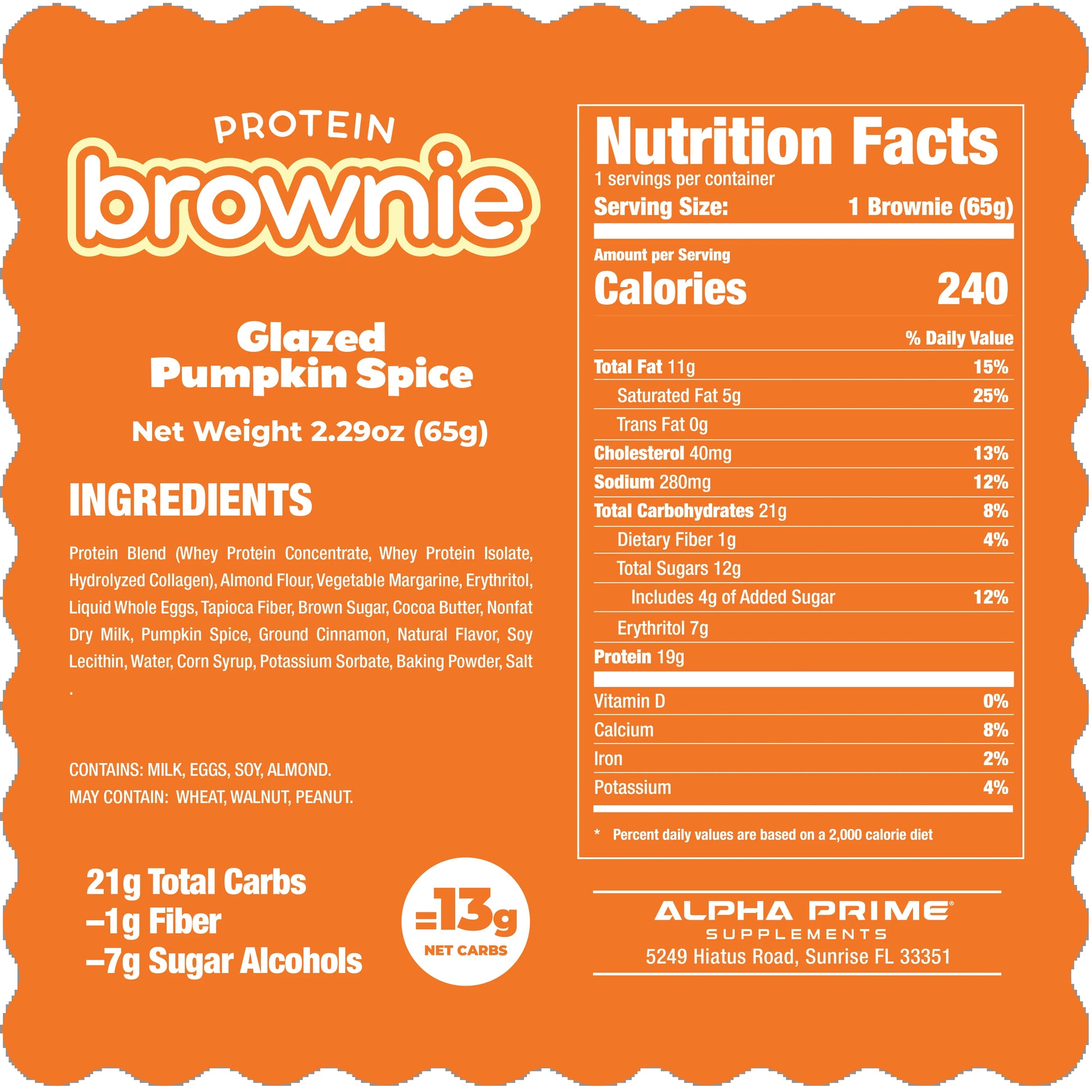 Prime Bites Protein Brownie - Glazed Pumpkin Spice