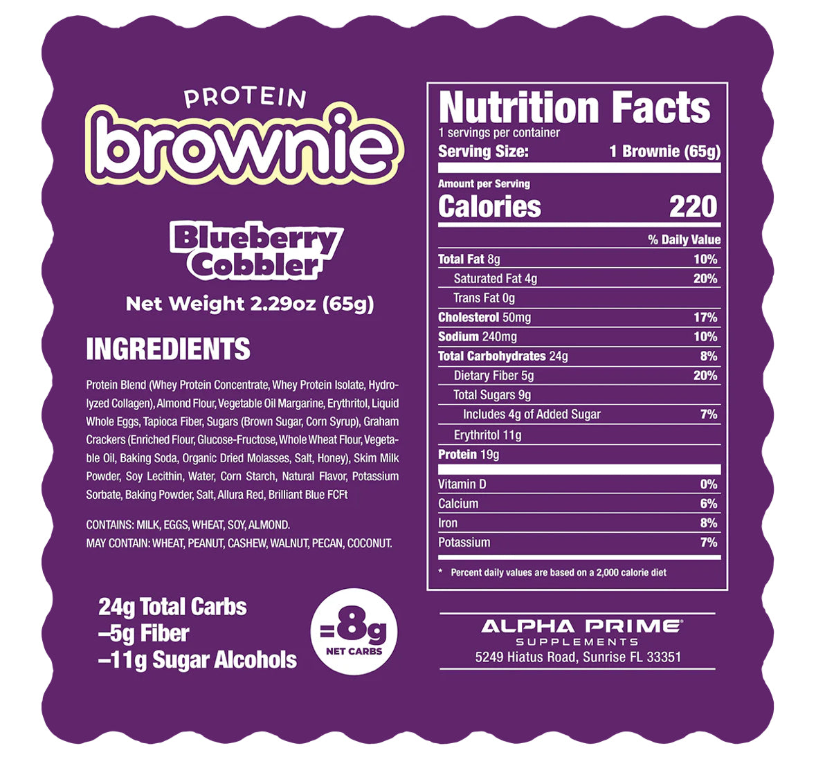 Prime Bites Protein Brownie - Blueberry Cobbler