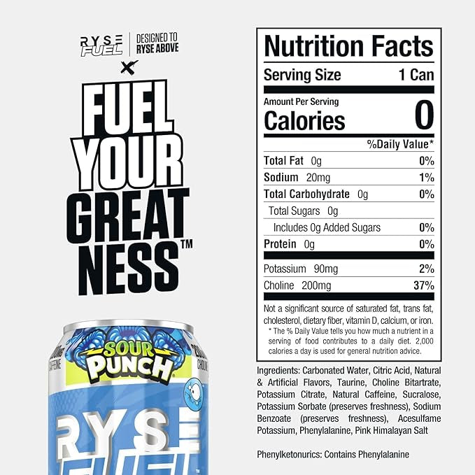 Ryse FUEL Energy Drink - Sour Punch Blue Raspberry