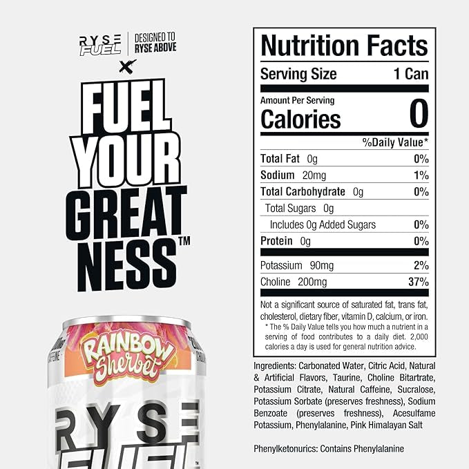Ryse FUEL Energy Drink - Rainbow Sherbet