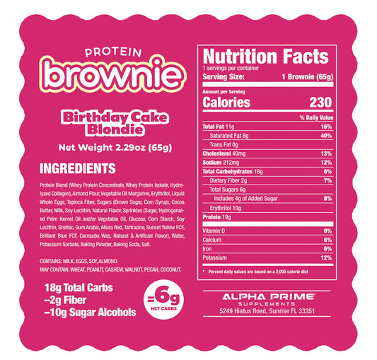 Prime Bites Protein Brownie - Birthday Cake