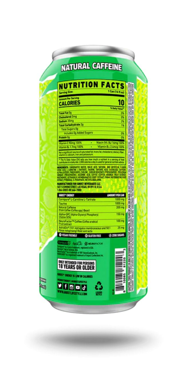 Ghost Energy Drink - Warheads Sour Green Apple