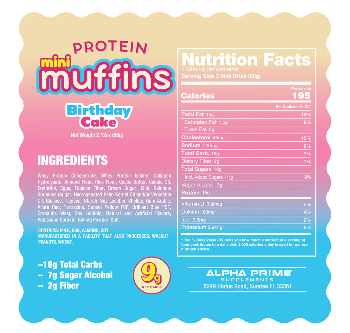 Prime Bites Mini Protein Muffin - Birthday Cake
