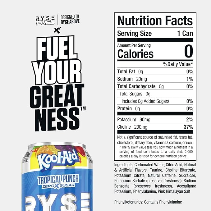 Ryse FUEL Energy Drink - Kool Aid Tropical Punch
